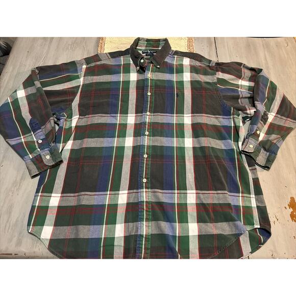 Ralph Lauren Other - Ralph Lauren Big Shirt Blue Green Red Plaid Cotton Flannel Button Down Mens XL